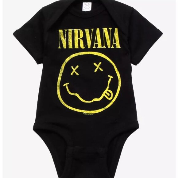 NWT HOT TOPIC Nirvana Smile Black One-Piece Bodysuit – Infant 3 month - Picture 1 of 4